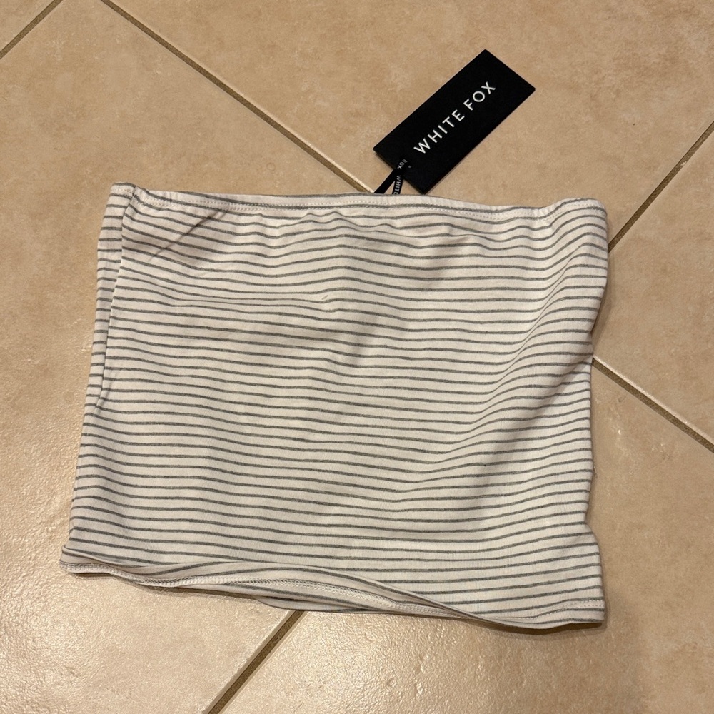 White Fox Boutique tube top - White and Gray Stripes